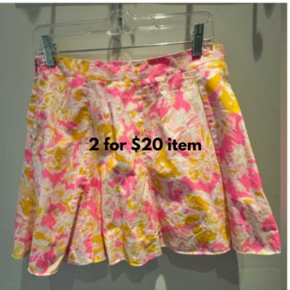 Lilly Pulitzer Floral Pink and Yellow Women's Skirt